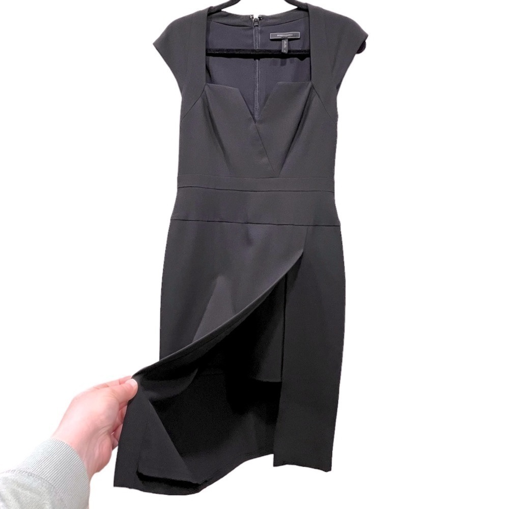BCBGMaxAzria Black Cap-Sleeve V-Neck Sheath Dress - Picture 5 of 7